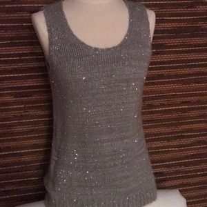 Holiday Top by Calvin Klein size M silver Gray sequins. EUC